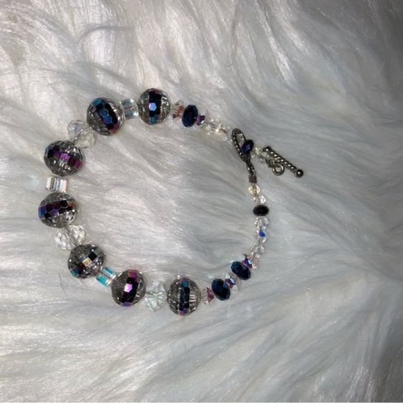 Handmade in New Mexico beaded crystal bracelet clear/multicolored - Picture 5 of 7